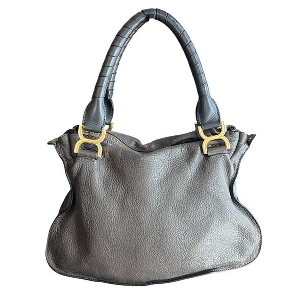 Chloe Marcie Bag Medium Size Cashmere Gray Leather Top Handle Handbag Purse - Picture 9 of 16